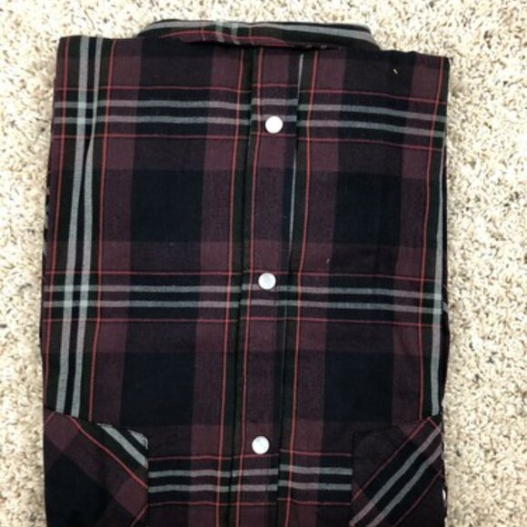 Woodland Creek Men's Plaid Long Sleeve Pearl Snap Shirt in Red Black - XL - Picture 4 of 8
